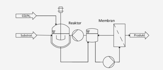 Prozessfließbild CSTR + Membrane seperation