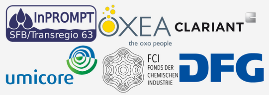 Logos von InPROMPT, OXRA, CLARIANT, umicore, FCI ( Fonds der chemischen Industrie), DFG