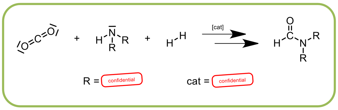 Reaktion CO2 + Amin + H2 ->(+cat.) Carbonsäureamin