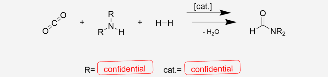 Reaktion: CO2 + Amin + H2 ->(+cat.-H2O) H-CO-NR2